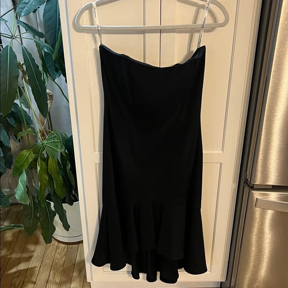 Shoshanna vintage black strapless trumpet cocktail midi dress - Picture 3 of 5